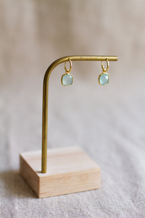 Gold Simple Stone Hoops