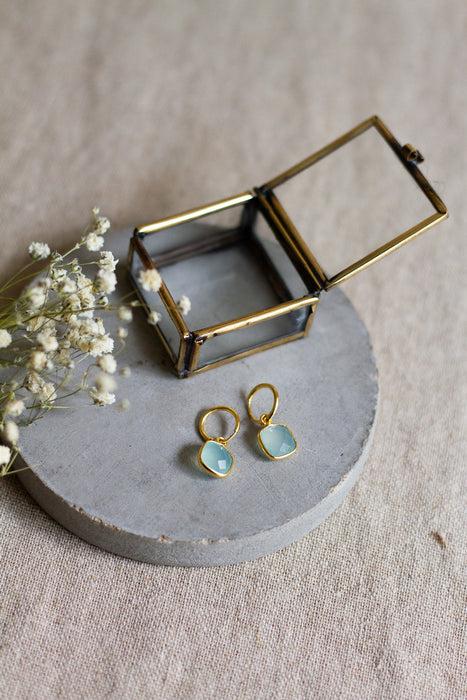 Gold Simple Stone Hoops