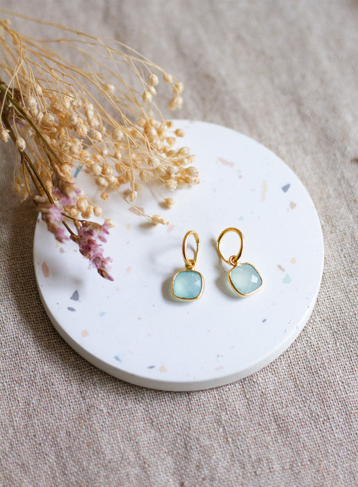 Gold Simple Stone Hoops