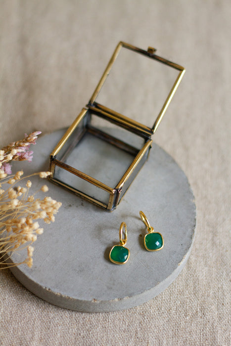 Gold Simple Stone Hoops