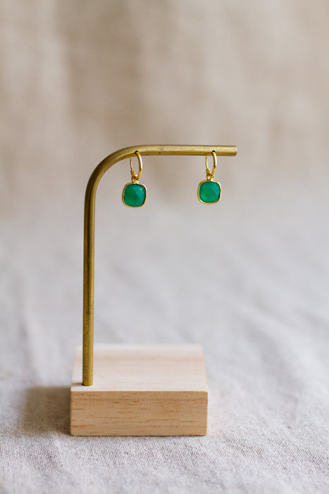 Gold Simple Stone Hoops