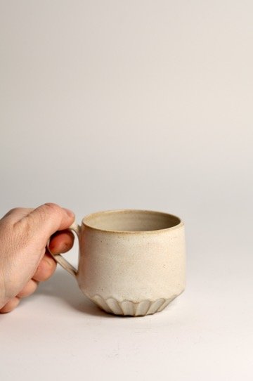 Satin White Carved Mug