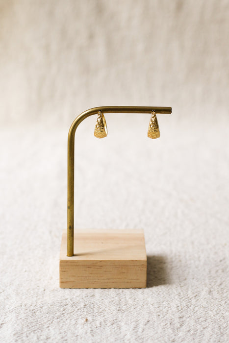 Gold Textured Tapered Hoops