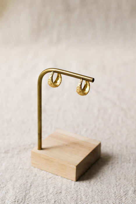 Gold Textured Tapered Hoops