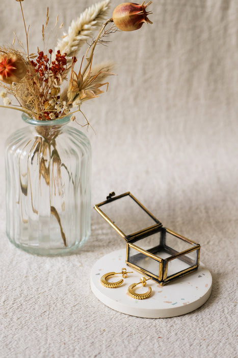 Gold Twist Stud Hoops