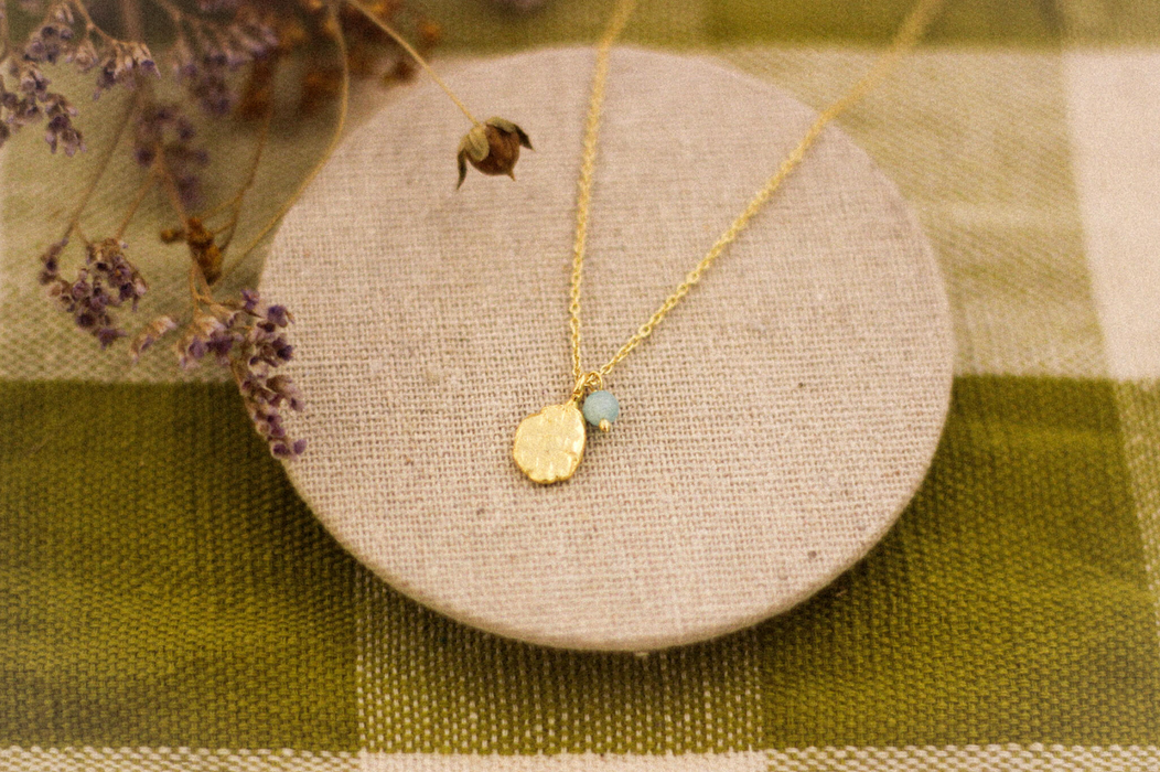 Gold Nugget & Gemstone Necklace