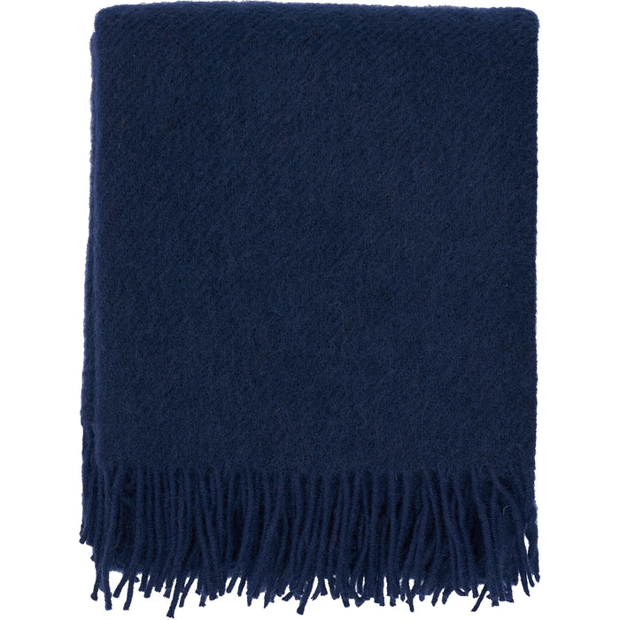 Navy Brushed Gotland & Lambswool Throw