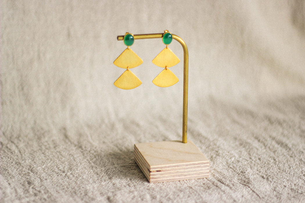 Green Onyx Fan Earrings