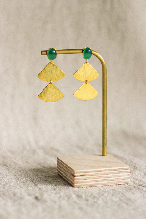 Green Onyx Fan Earrings