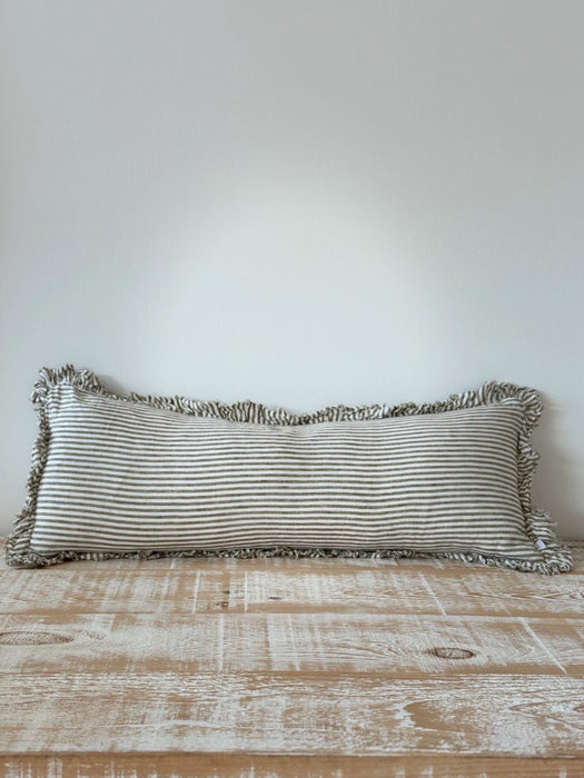 Hallie Bolster Cushion | Olive Stripe (80x30cm)