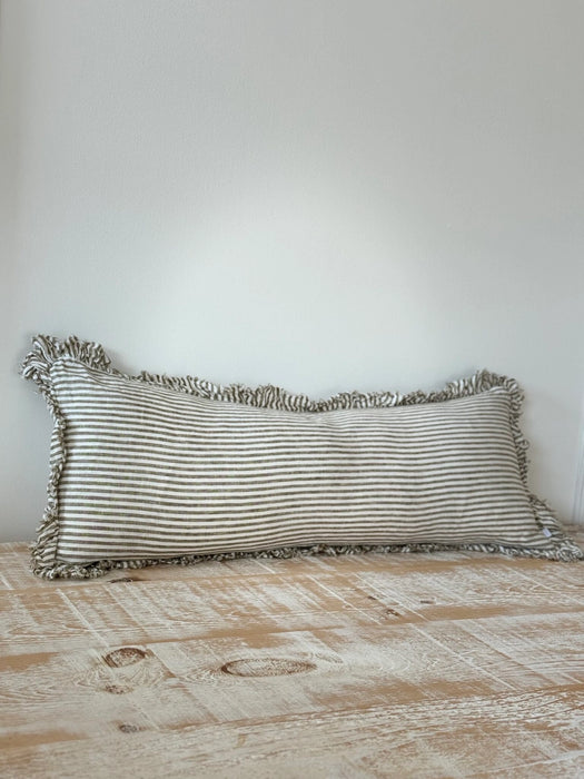 Hallie Bolster Cushion | Olive Stripe (80x30cm)