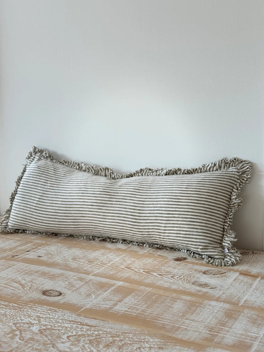 Hallie Bolster Cushion | Olive Stripe (80x30cm)