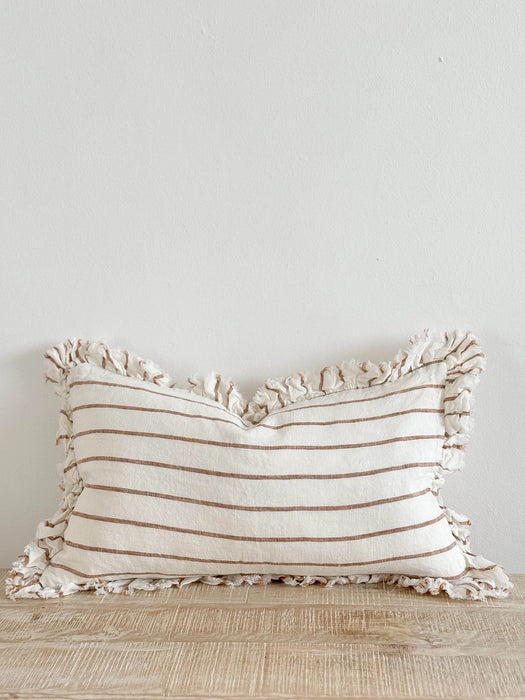 Hallie Brown & Cream Stripe Cushion - 50x30cm