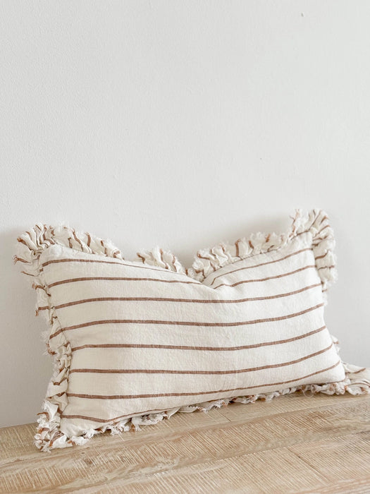 Hallie Brown & Cream Stripe Cushion - 50x30cm