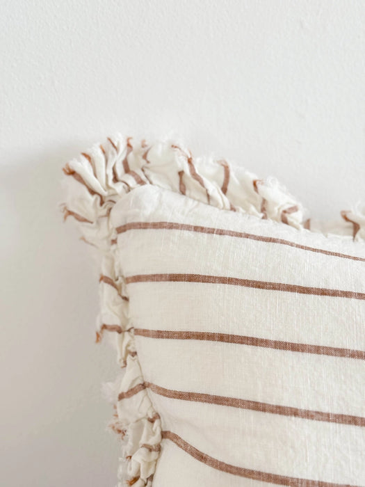 Hallie Brown & Cream Stripe Cushion - 50x30cm