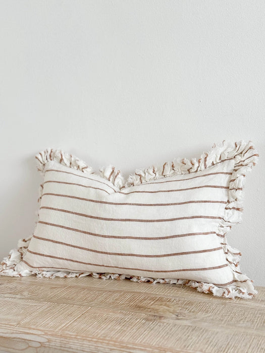 Hallie Brown & Cream Stripe Cushion - 50x30cm