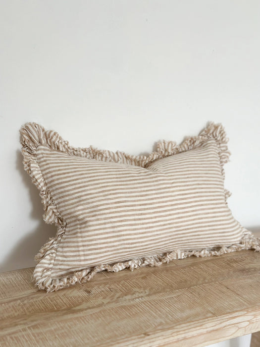Hallie Light Brown Stripe Cushion - 50x30cm