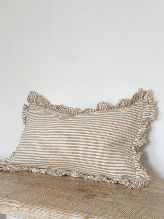 Hallie Light Brown Stripe Cushion - 50x30cm
