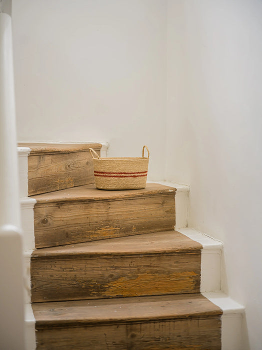Harbour Stripe Seagrass Basket | Red
