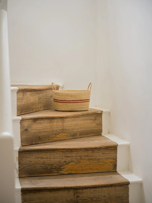 Harbour Stripe Seagrass Basket | Red
