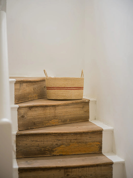 Harbour Stripe Seagrass Basket | Red