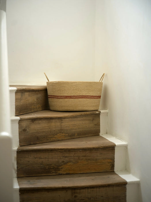 Harbour Stripe Seagrass Basket | Red