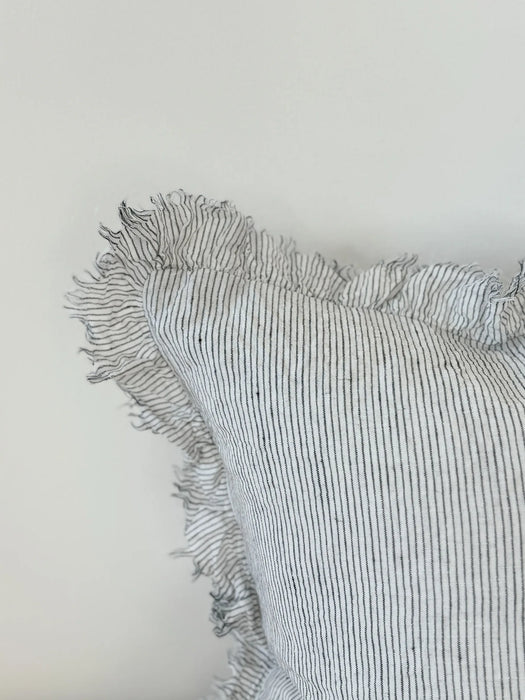 Hallie Pinstripe Ruffle Linen Cushion - 45x45cm