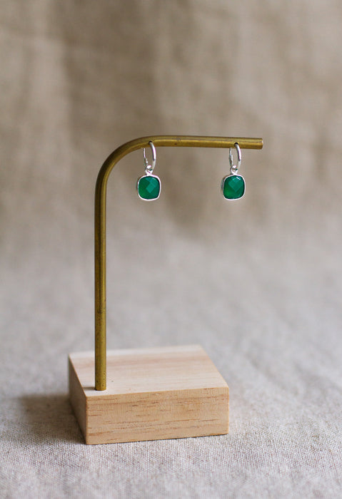 Silver Simple Stone Hoops