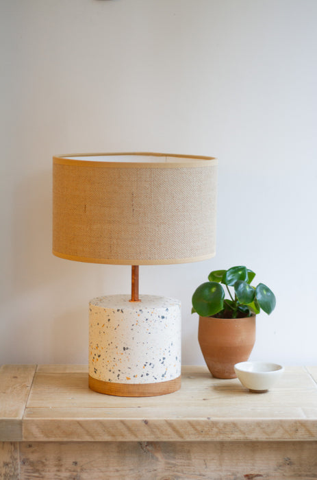 Eco Resin & Copper Lamp with Reclaimed Wood Base | Flecked