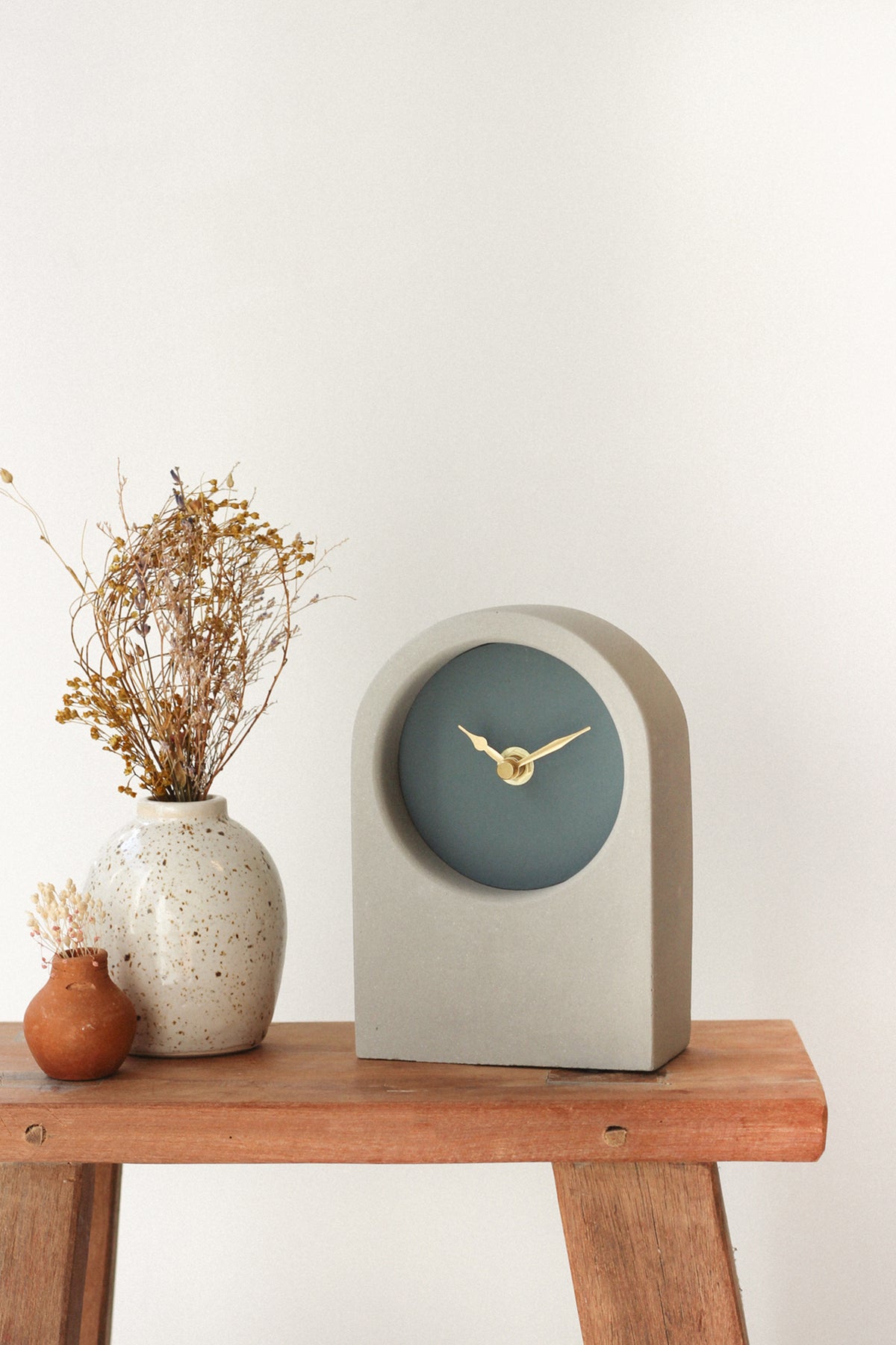 Handmade Concrete & Inchyra Blue Desk Clock The Painted Bird