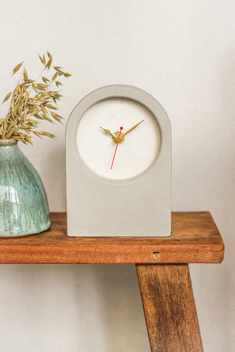 Handmade Concrete & White Desk Clock - Short