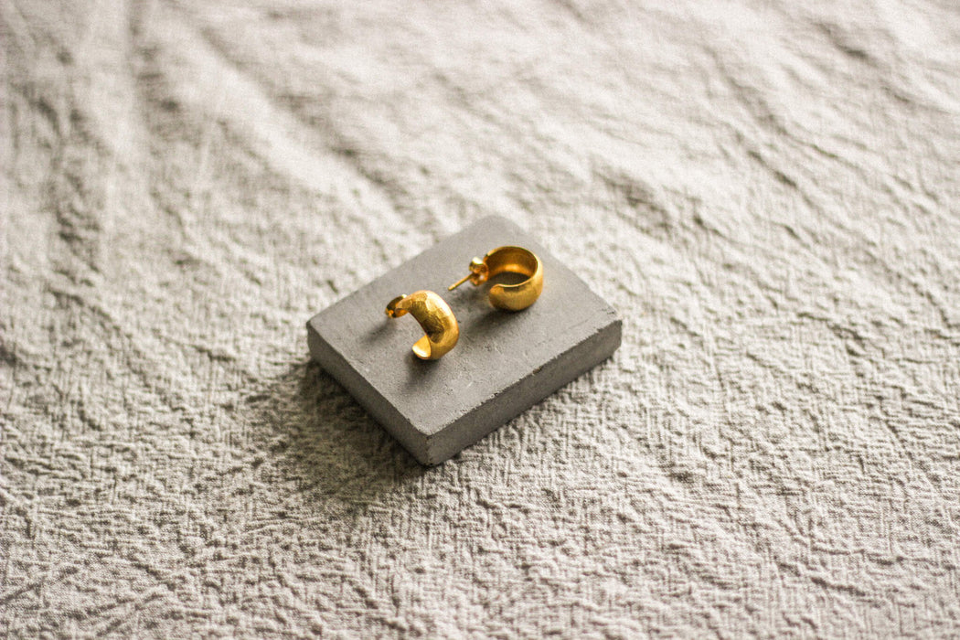 Wide Chunky Gold Hoop Studs