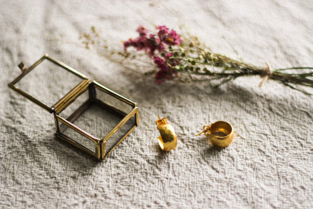 Wide Chunky Gold Hoop Studs