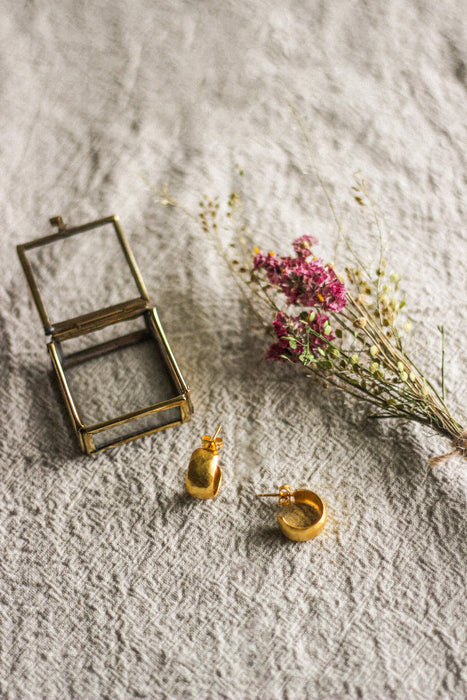 Wide Chunky Gold Hoop Studs