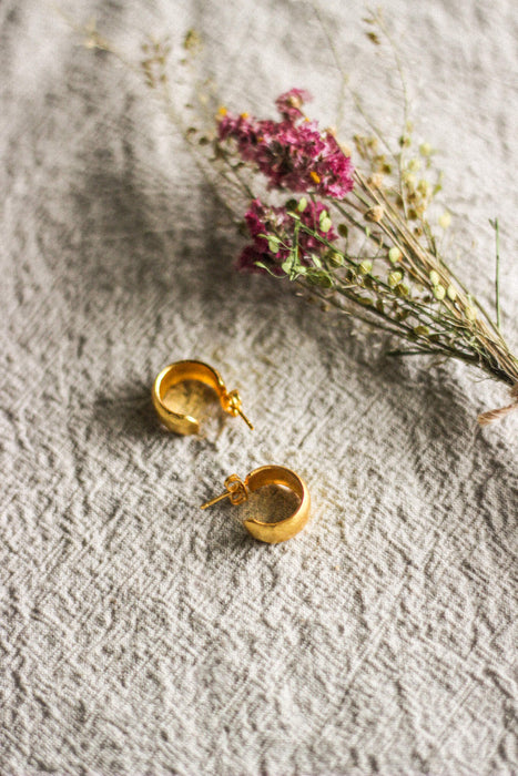 Wide Chunky Gold Hoop Studs