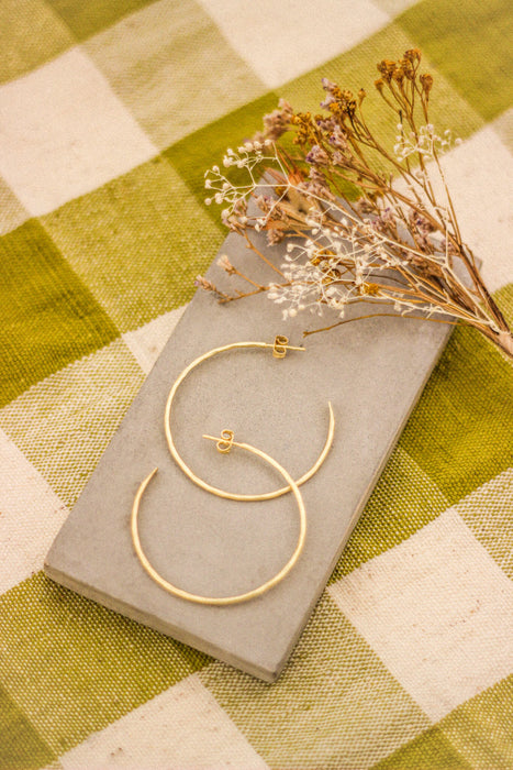 XL Hammered Gold Hoops