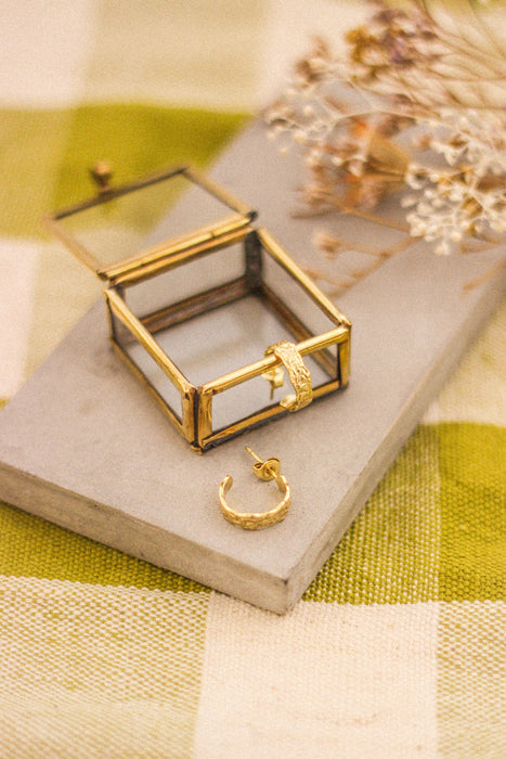 Dainty Textured Stud Hoop Earrings