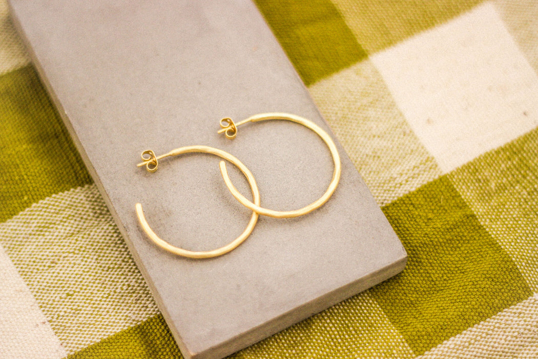 Large Hammered Gold Hoops