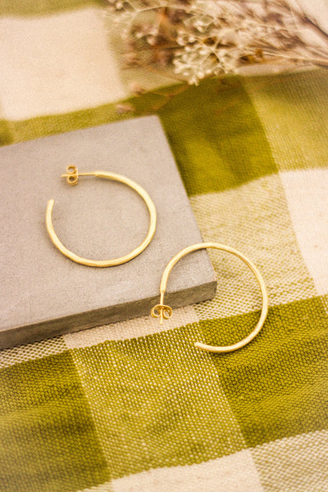 Large Hammered Gold Hoops