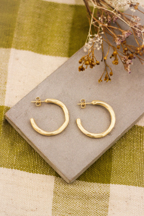 Small Hammered Gold Hoops