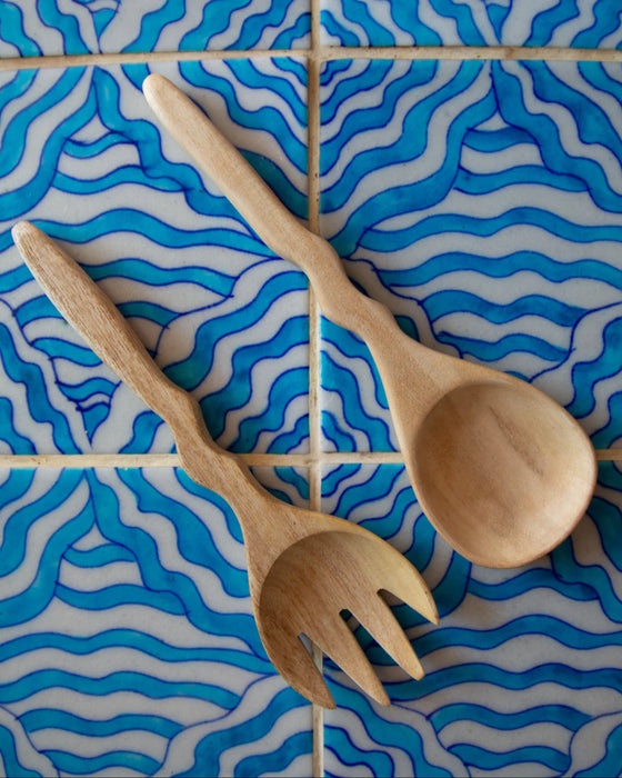Wavey Salad Servers | Olive Wood