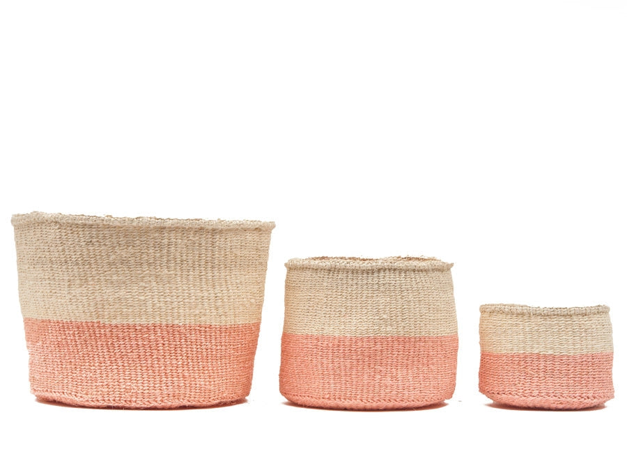 Woven Storage Basket | Pink Colour Block