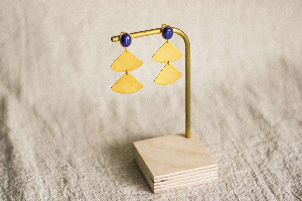 Lapis Fan Earrings