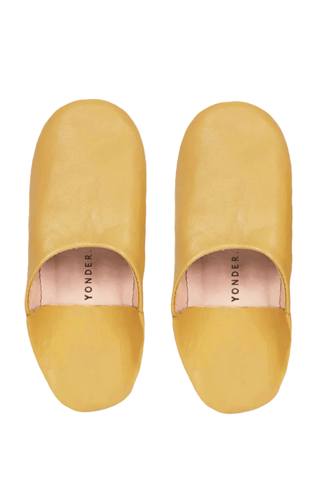 Leather Babouche Slippers -  Honey