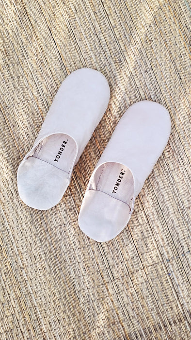 Leather Babouche Slippers -  Natural