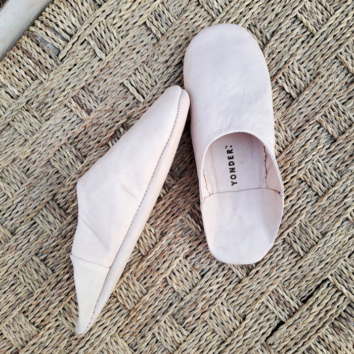 Leather Babouche Slippers -  Natural