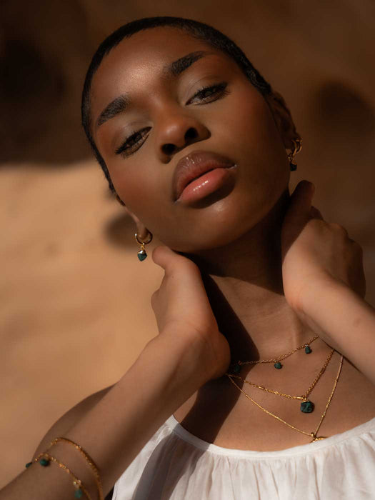Gold Mohica Emerald Hoops