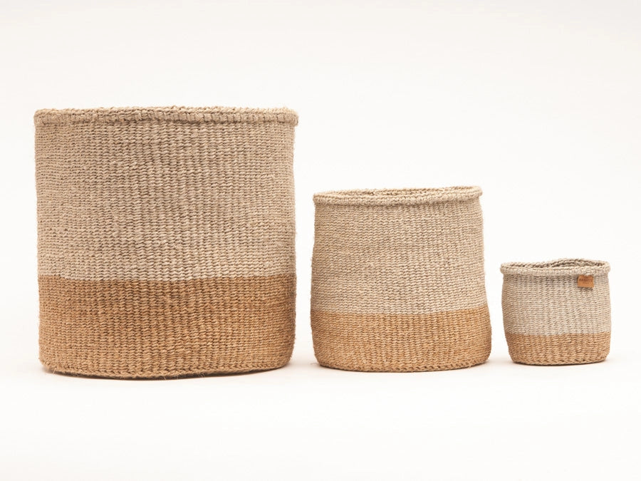 Woven Storage Basket | Grey Colour Block