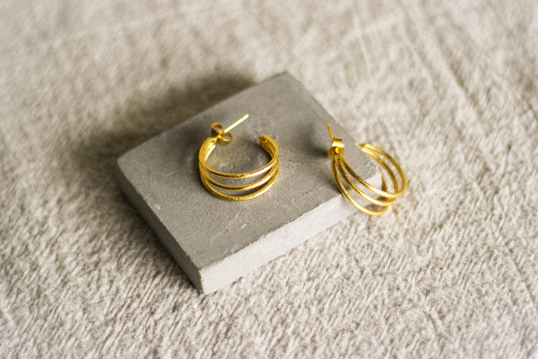 Gold Triple Hoops