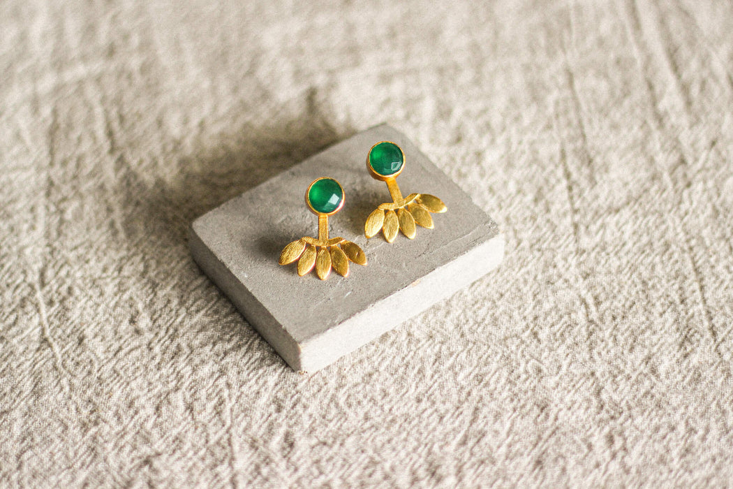 Green Onyx Stud Earrings
